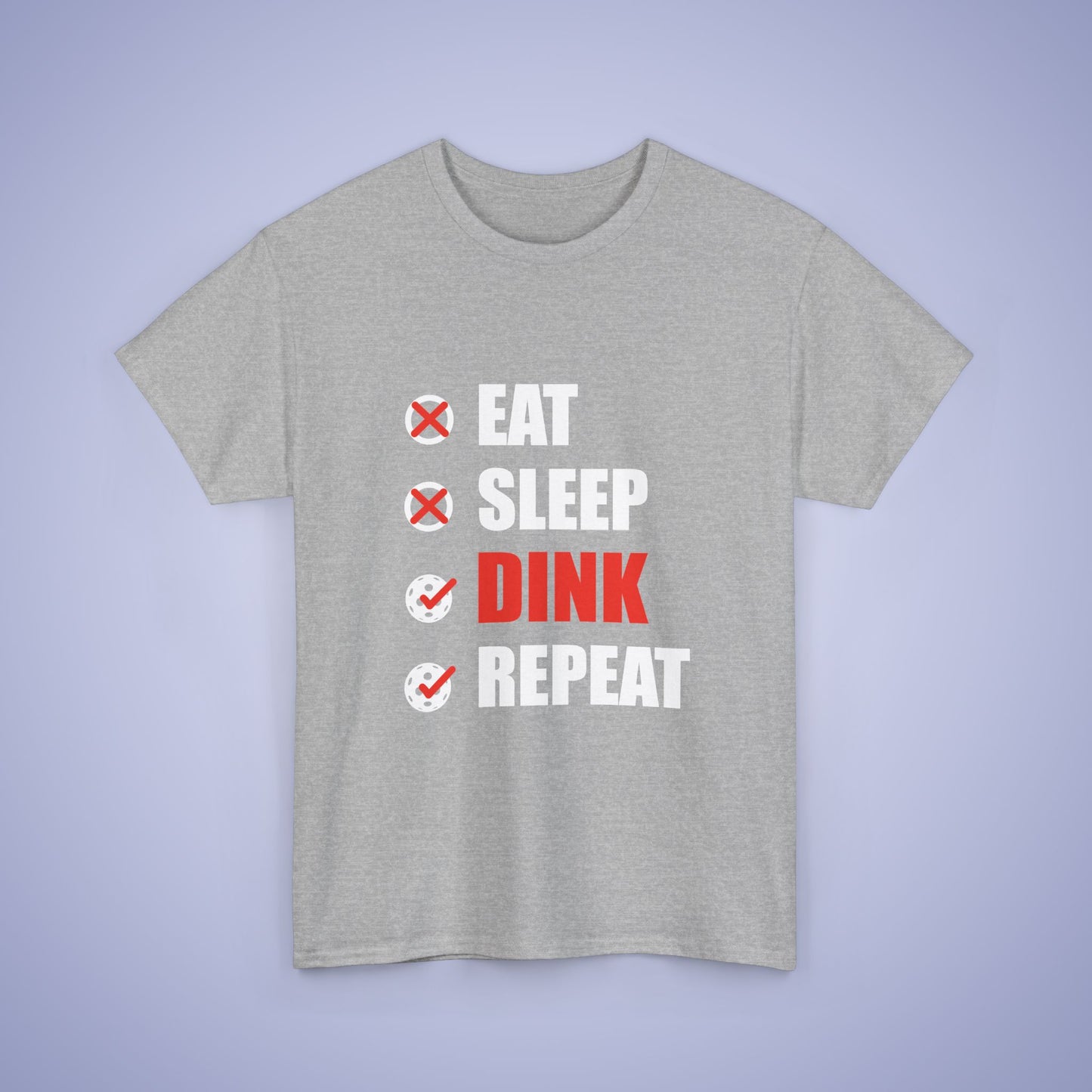 Eat Sleep Dink Repeat Funny Pickleball T Shirt White Text Design