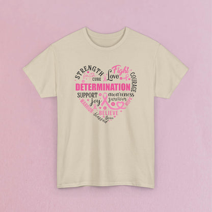 Heart Full of Fight Support Love Courage and Cure Breast Cancer Awareness Unisex T Shirt