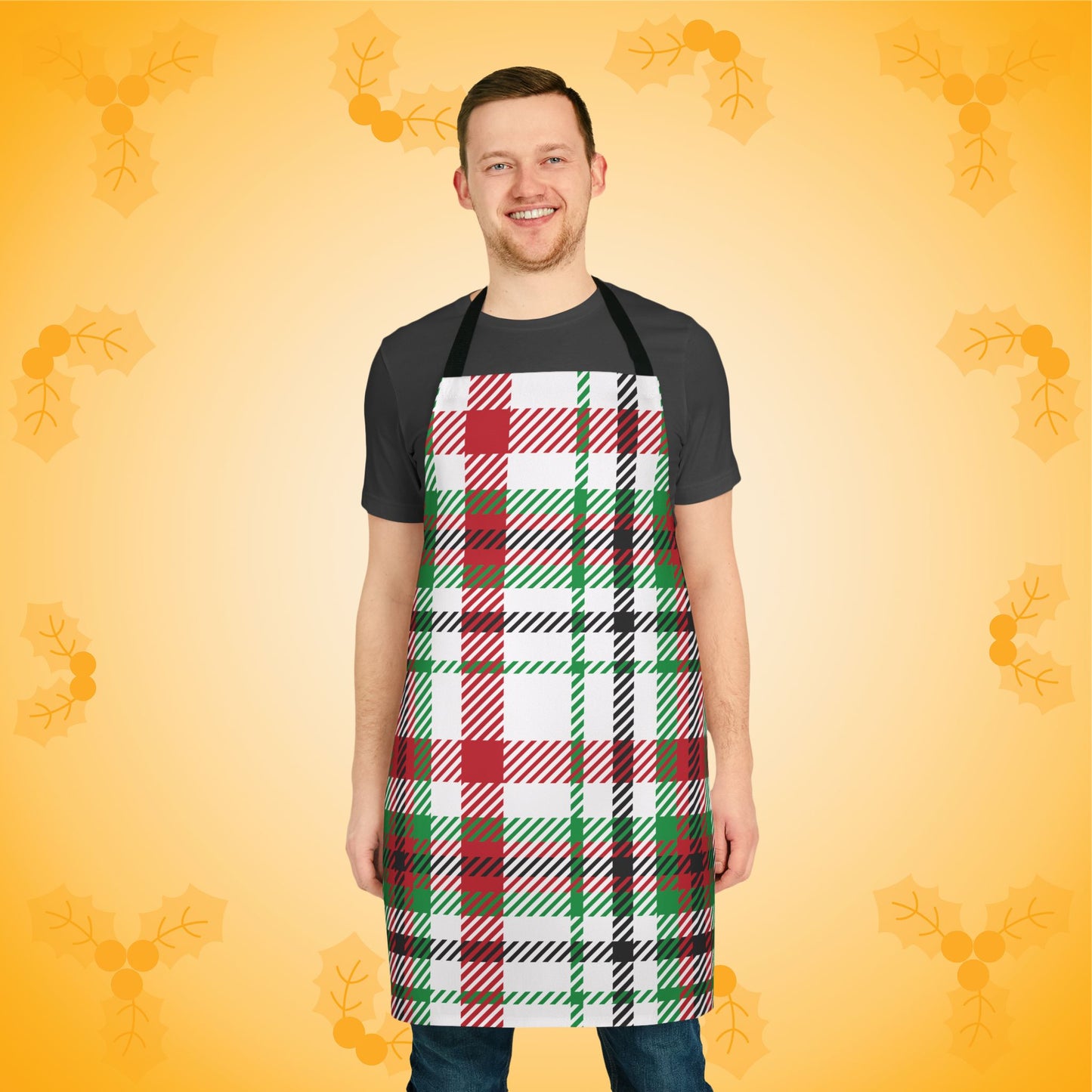 Frosted Forrest Christmas Plaid Kitchen Apron