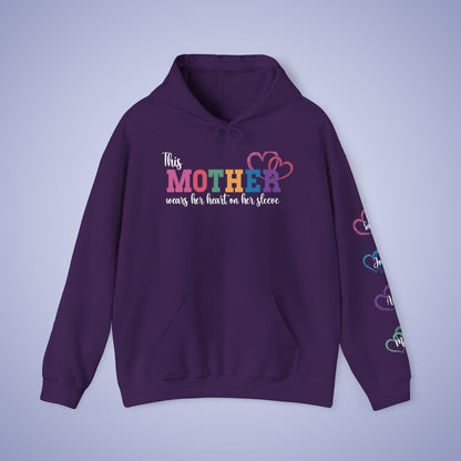 This Mother Wears her Heart on her Sleeve Unisex Hoodie Personalized