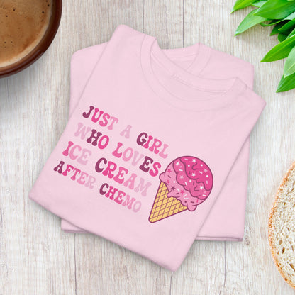 Just a Girl Who Loves Ice Cream After Chemo Breast Cancer Support T Shirt