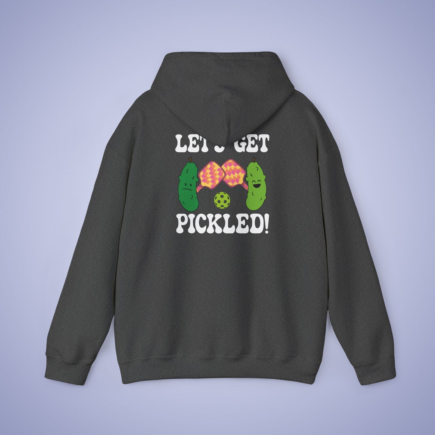 Lets Get Pickled Funny Alcohol Drinking Pickleball Hoodie White Graphic Design