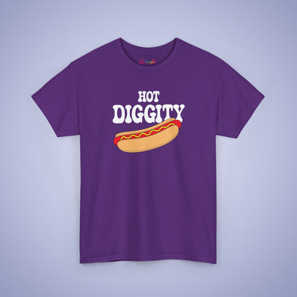 Hot Diggity Dog Funny Hot Dog T-Shirt | Hot Dog Lover Gift White