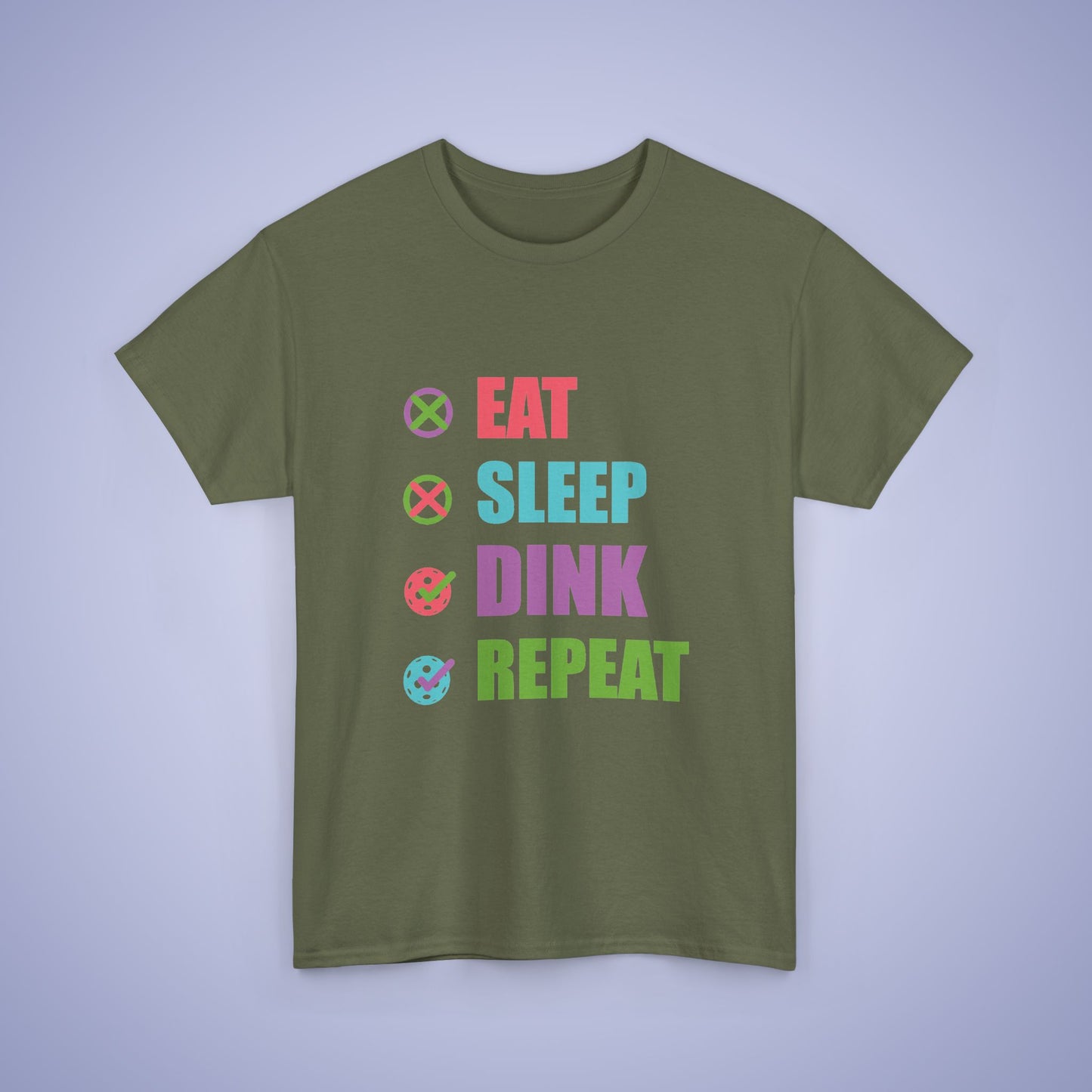 Eat Sleep Dink Repeat Funny Pickleball T Shirt Coloured Text Design