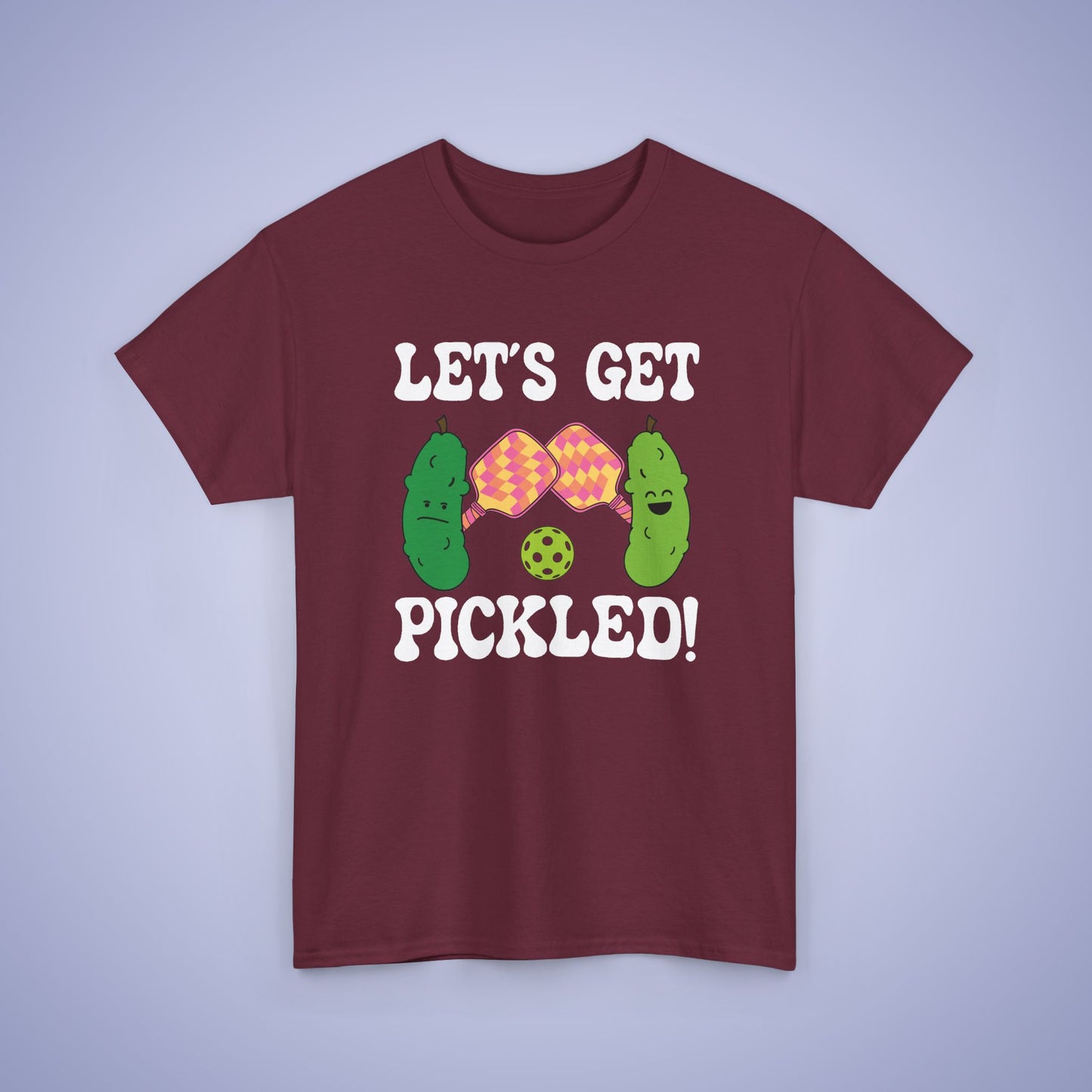 Lets Get Pickled Funny Alcohol Drinking Pickleball T Shirt White Graphic Design