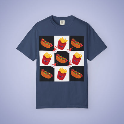 Hot Dog and Chips Lover Grid Art Comfort Colors T Shirt Unisex