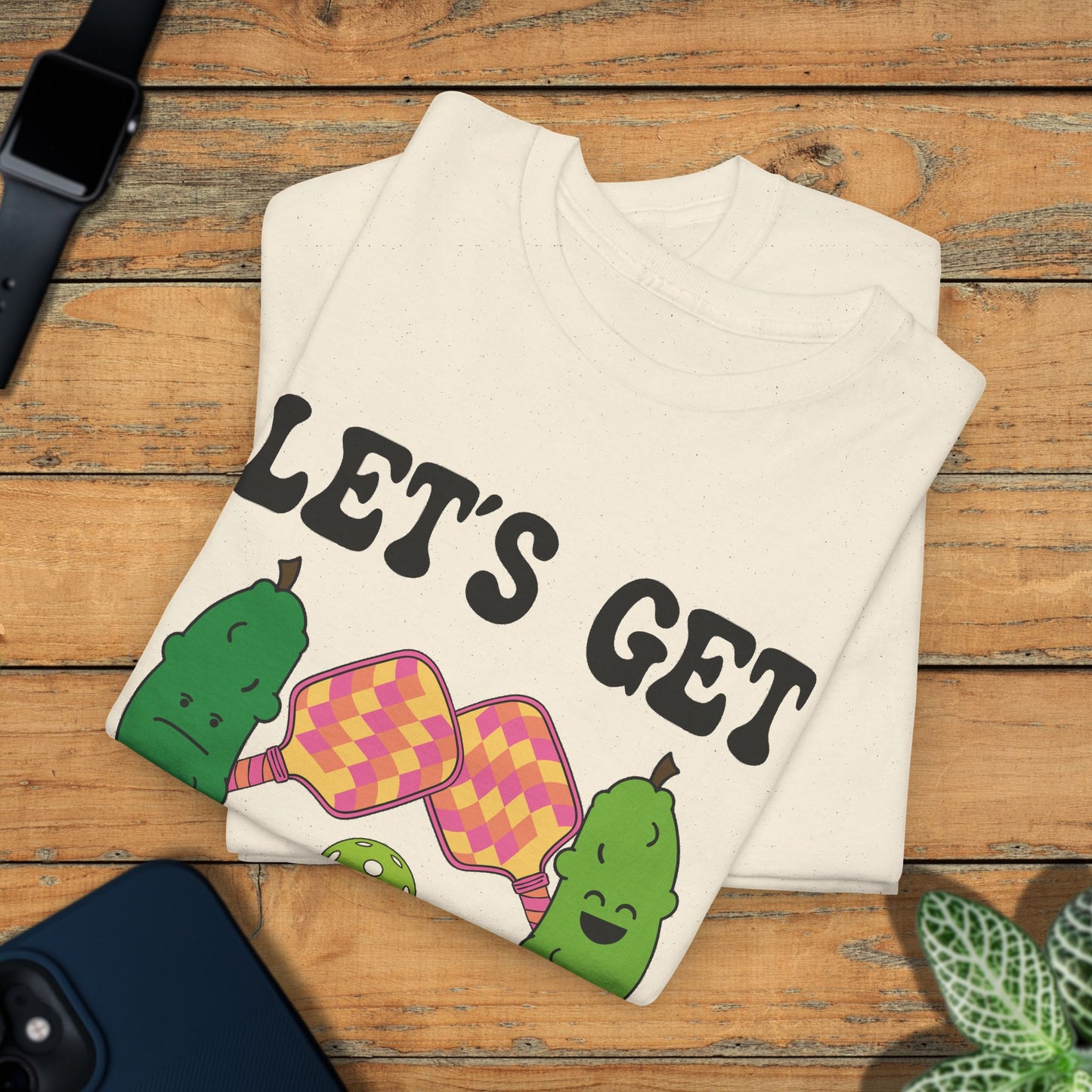 Lets Get Pickled Funny Alcohol Drinking Pickleball T Shirt Black Graphic Design