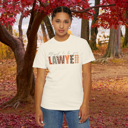 Blessed to be Your Lawyer White Thanksgiving Patterned Word Art Comfort T Shirt Unisex