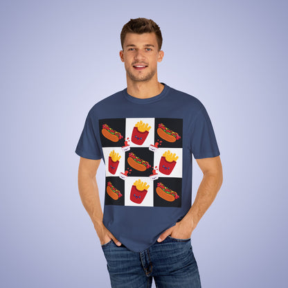 Hot Dog and Chips Lover Grid Art Comfort Colors T Shirt Unisex