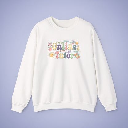 Online Tutor Teacher Crewneck Sweatshirt Retro Unisex Back to School