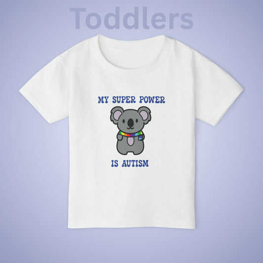 Koala Autism is My Super Power Graphic Autism Awareness Cotton Toddler T Shirt