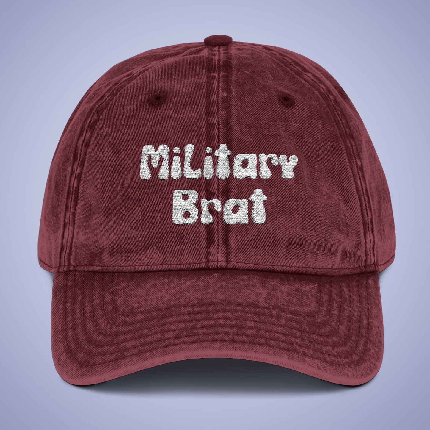 Vintage Military Brat Cap - Comfortable Embroidered Hat for Active Families
