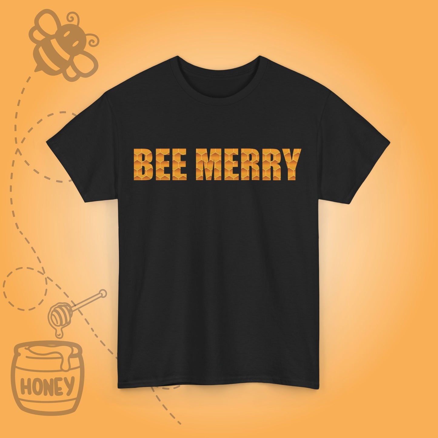 Bee Merry Sweet As Honey Honeycomb Word Art Design Unisex Tshirt