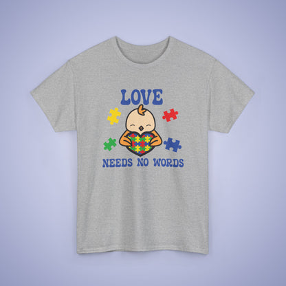 Chicken Puzzle Heart Graphic Love Needs No Words Autism Awareness Unisex T Shirt
