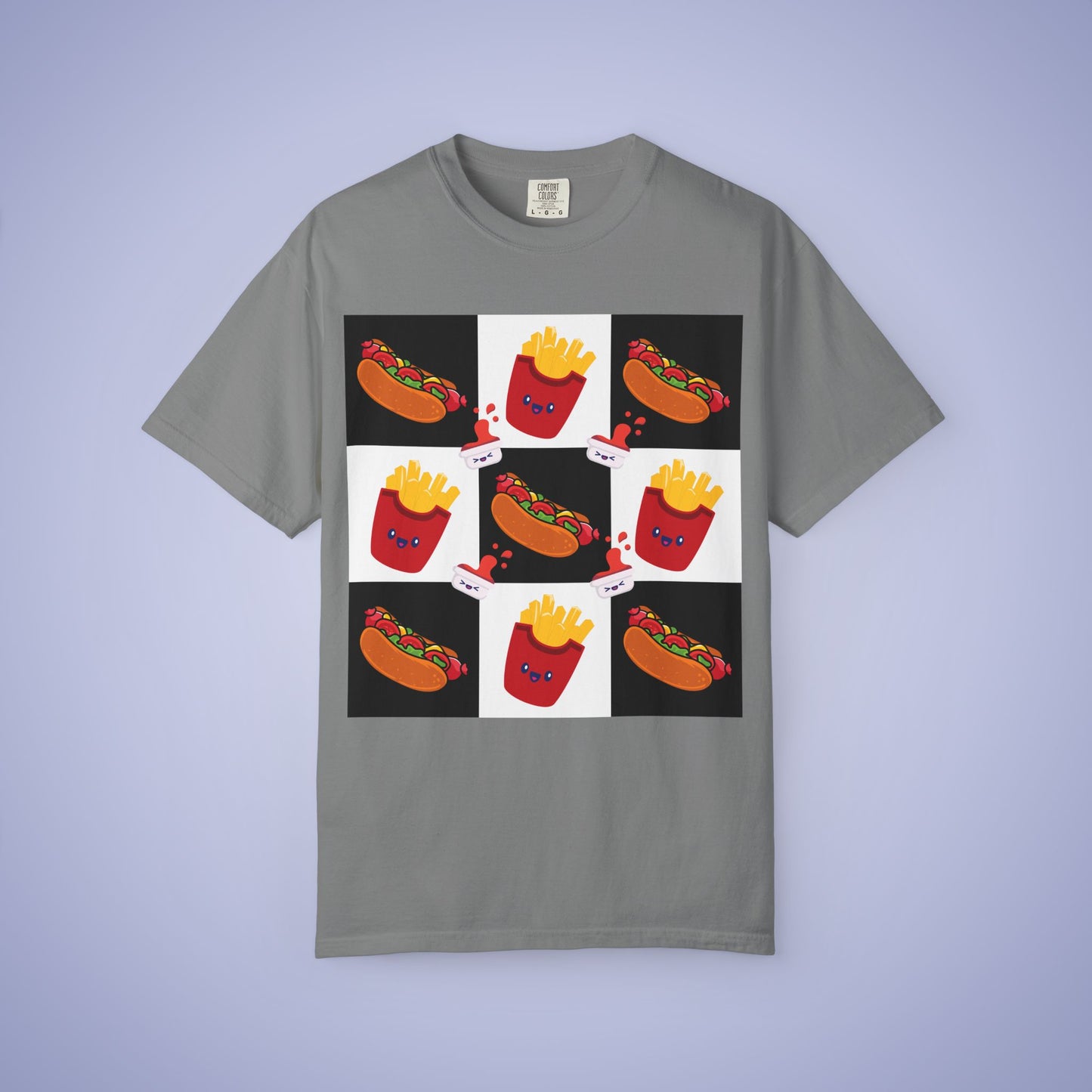 Hot Dog and Chips Lover Grid Art Comfort Colors T Shirt Unisex
