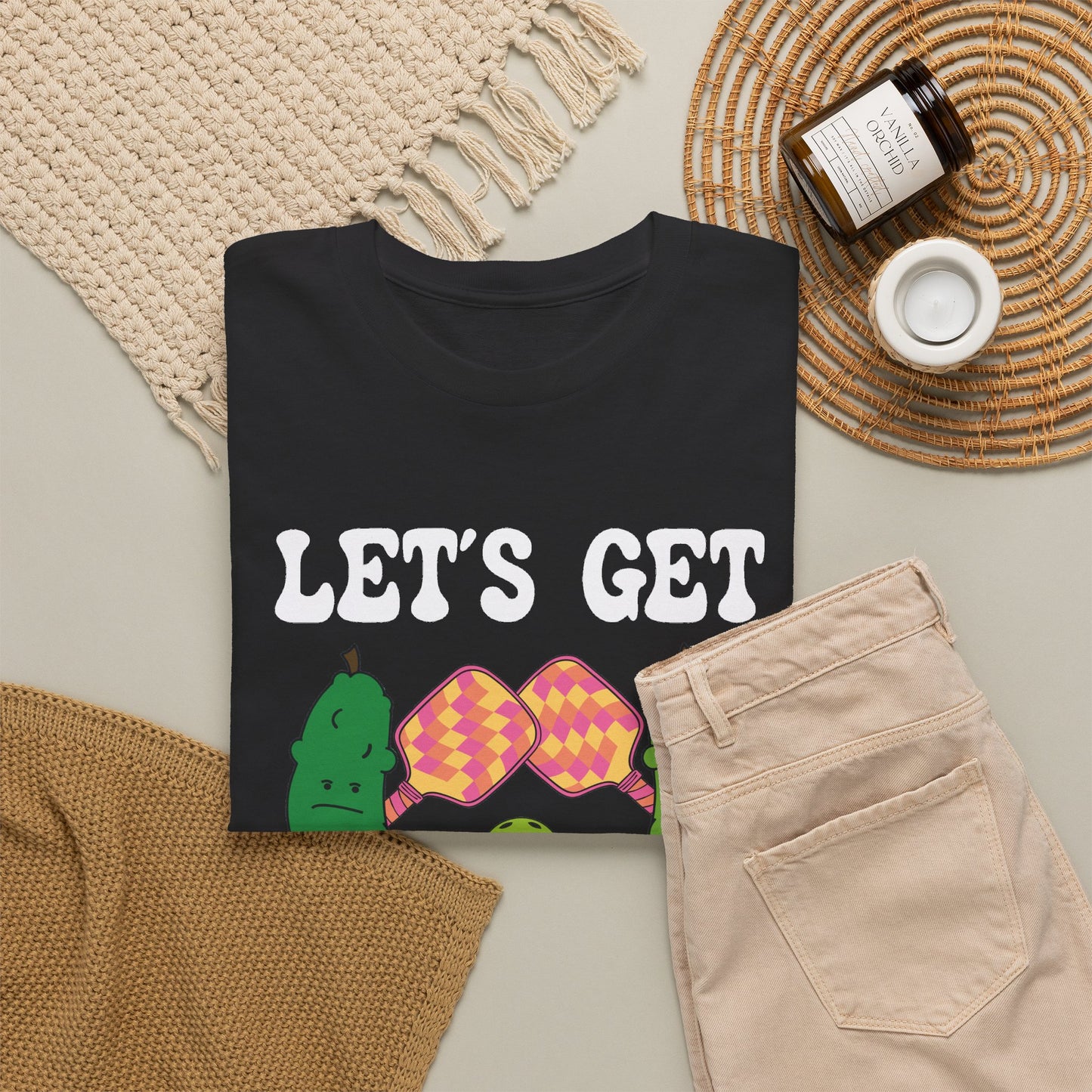 Lets Get Pickled Funny Alcohol Drinking Pickleball T Shirt White Graphic Design