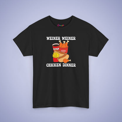 Weiner Weiner Chicken Dinner Funny Hot Dog T-Shirt | Hot Dog Lover Gift White