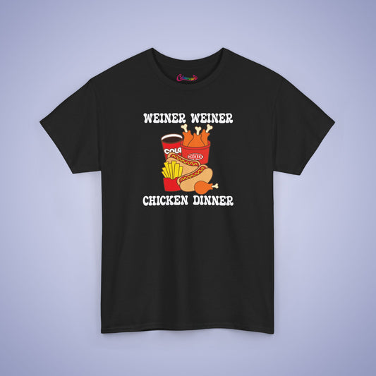 Weiner Weiner Chicken Dinner Funny Hot Dog T-Shirt | Hot Dog Lover Gift White