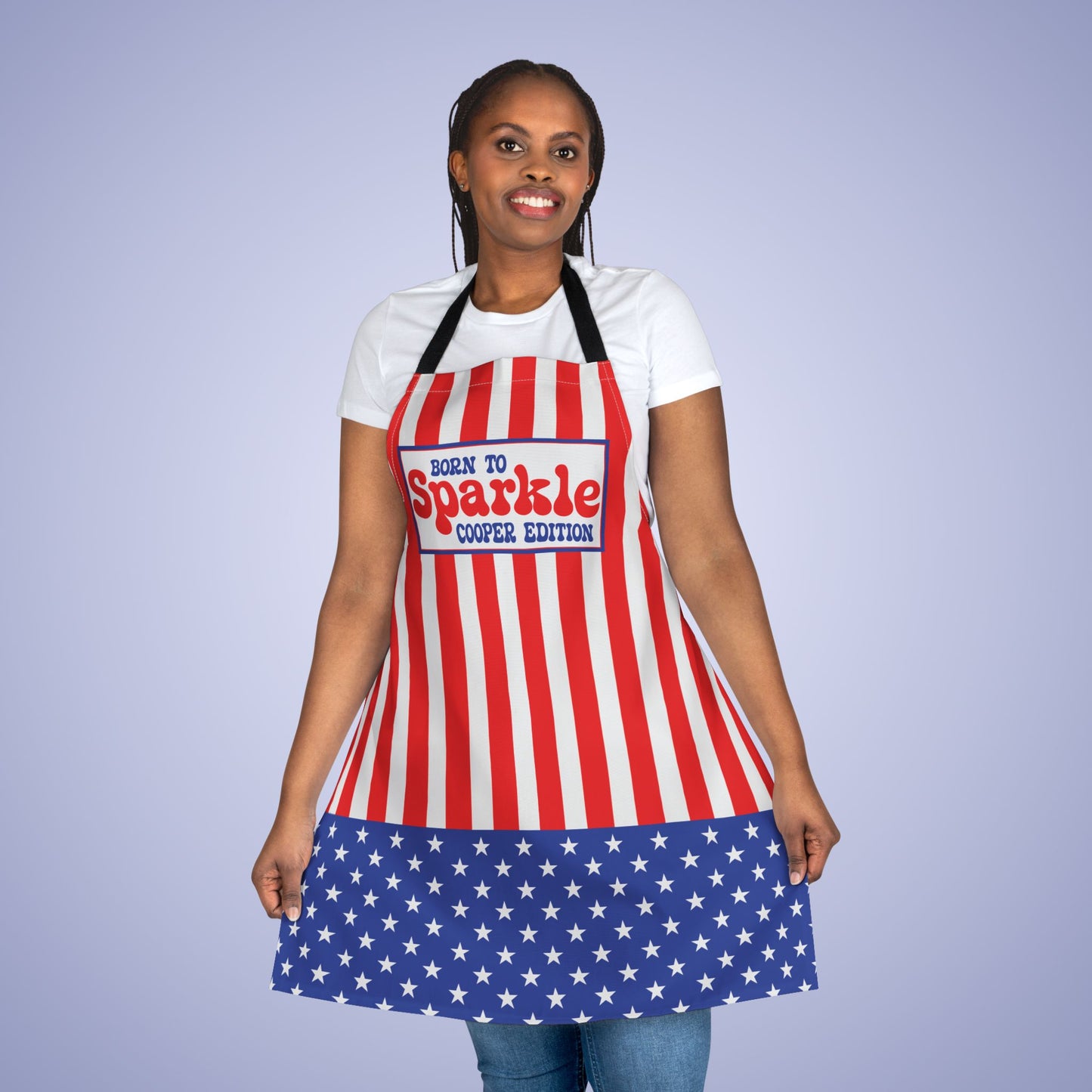 Born to Sparkle Personalized Patriotic July 4th Home Decor Kitchen Apron USA Flag