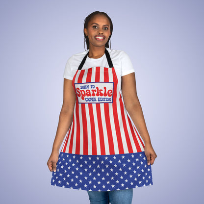 Born to Sparkle Personalized Patriotic July 4th Home Decor Kitchen Apron USA Flag