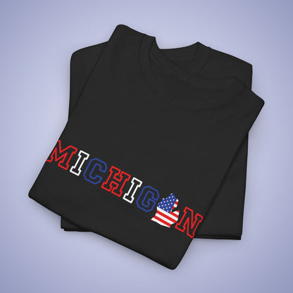 Michigan Map Text Art Proud American Unisex T Shirt