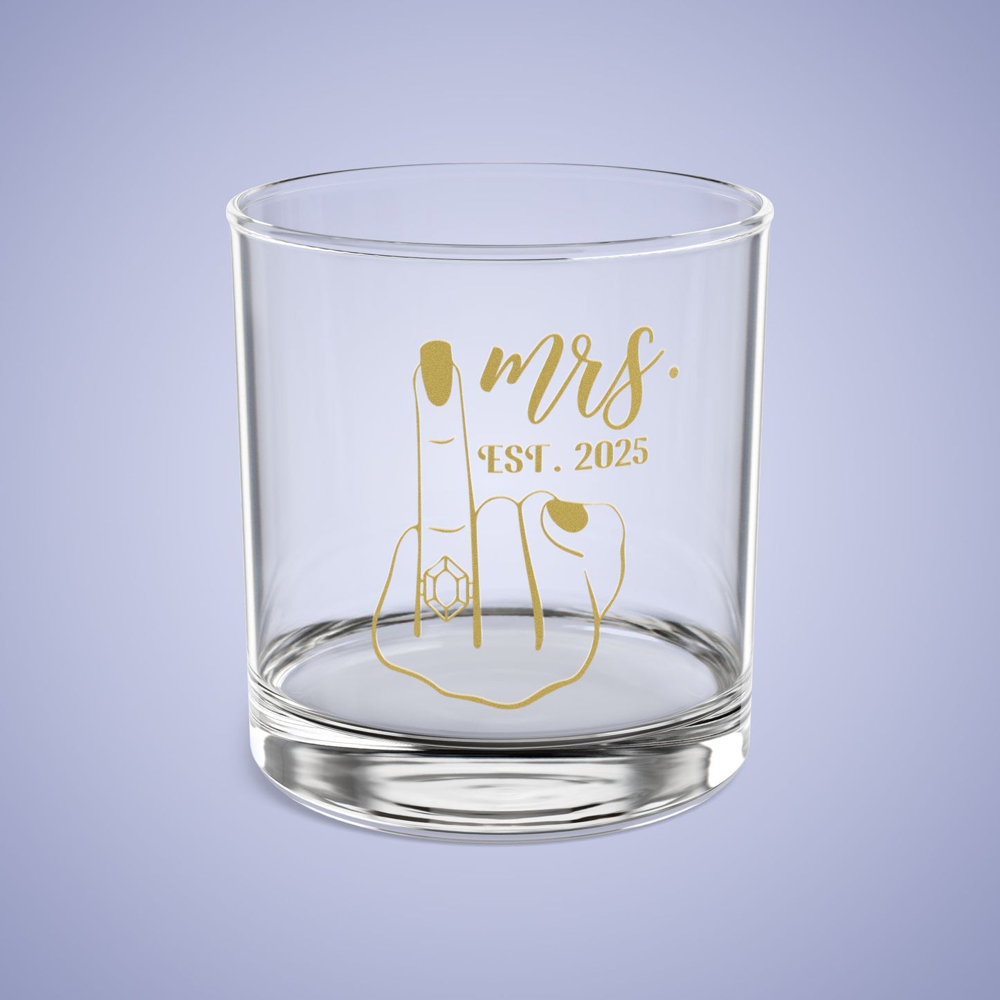 MRS Est 2025 Personalized Engagement Rocks Glass Gold