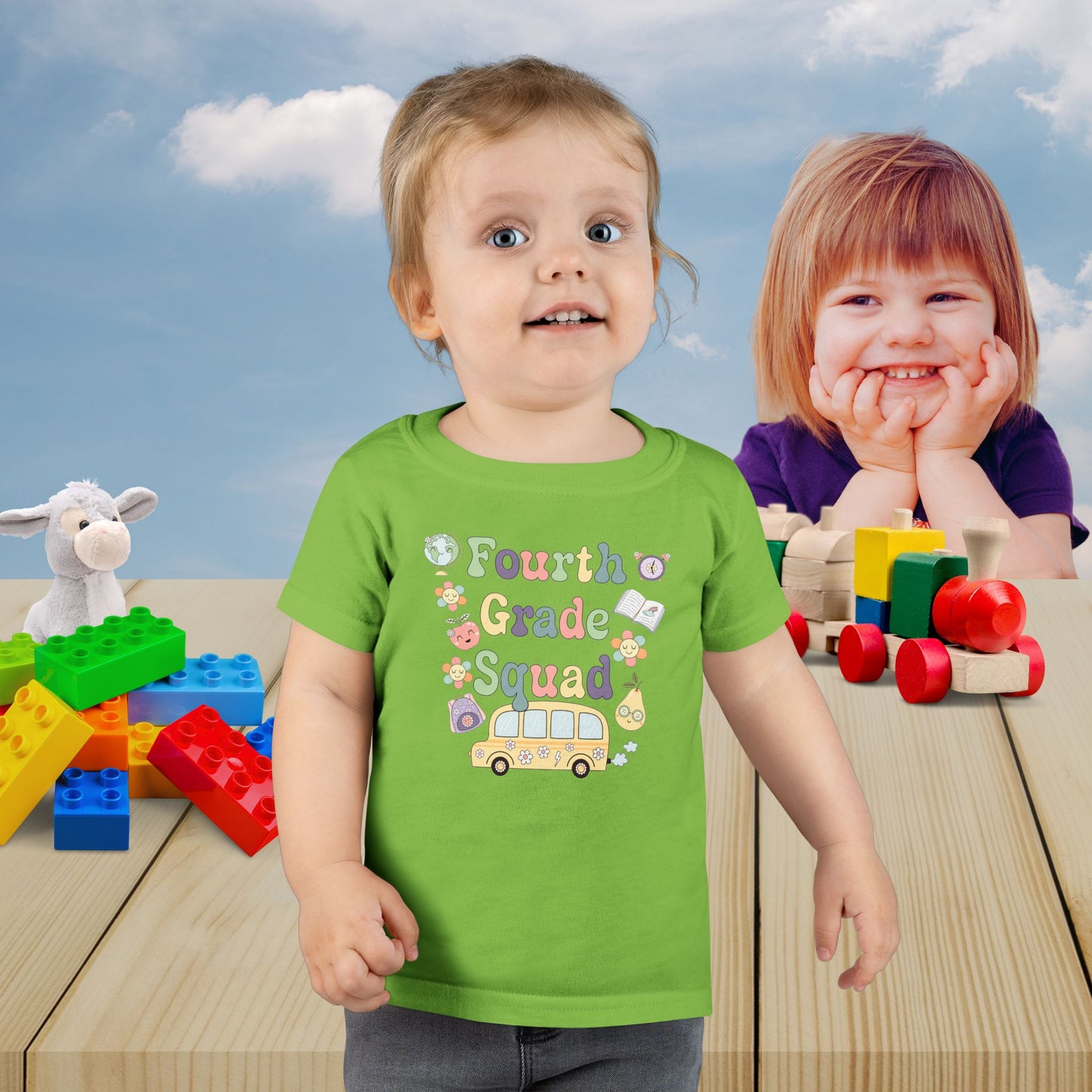 Fourth Grade Squad Fun Retro Kids Cotton T Shirt Back To School Toddler