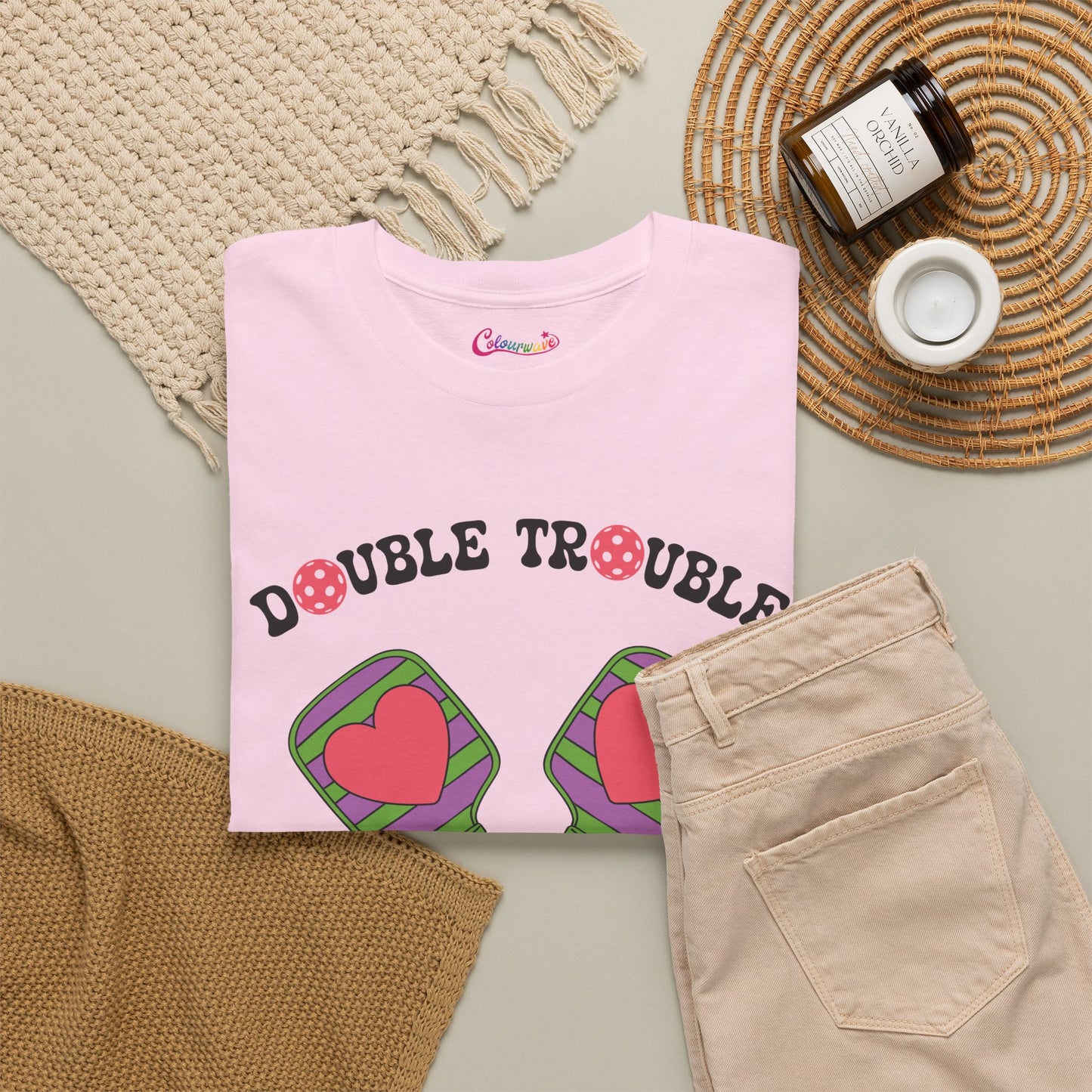 Double Trouble Pickleball Couple Team Tee Graphic Design T Shirt