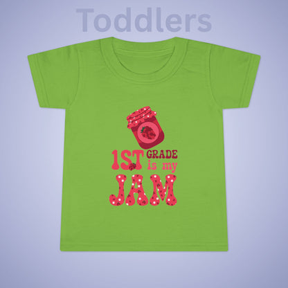 First Grade is my Jam Raspberry Kids Cotton T Shirt Back To School Toddler