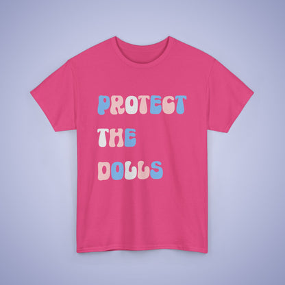 Protect the Dolls Trans Flag Text Unisex Oversized T Shirt