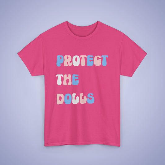 Protect the Dolls Trans Flag Text Unisex Oversized T Shirt