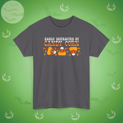 Easily Distracted by Candy Corn Halloween T-Shirt | Funny Graphic Design