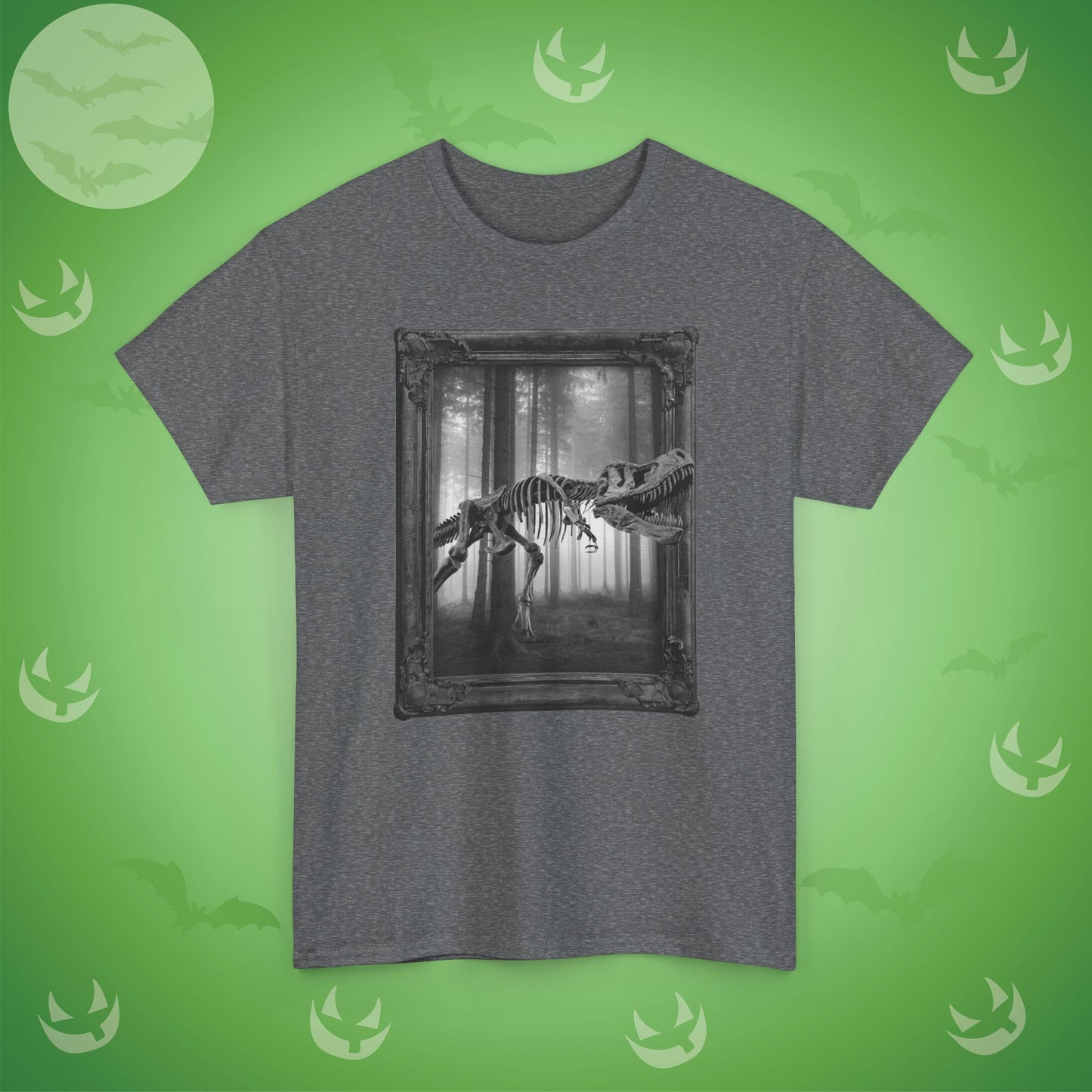 Stalking Skeletal T-Rex Halloween T-Shirt | Dinosaur Photographic Design