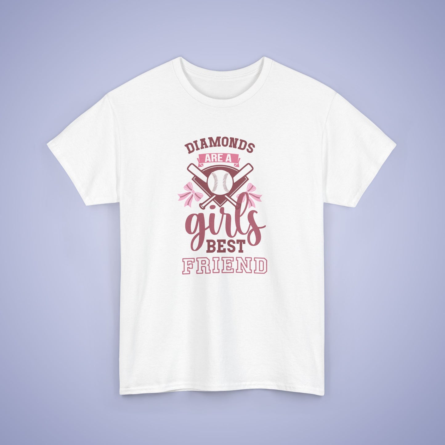 Diamonds Are a Girls Best Friend Baseball Coquette Bow Pink Graphic Sports Unisex T Shirt
