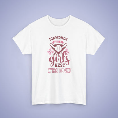 Diamonds Are a Girls Best Friend Baseball Coquette Bow Pink Graphic Sports Unisex T Shirt