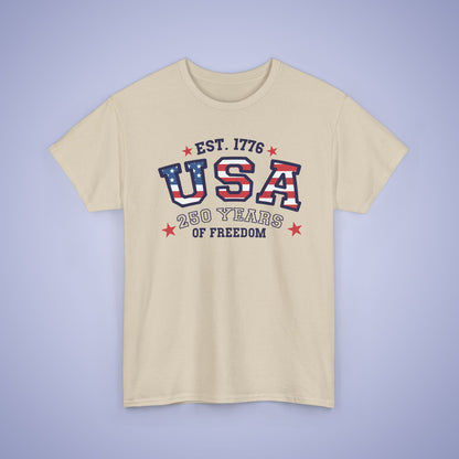 USA Word Art 250 Years of Freedom Silhouette Style USA Celebration Unisex T Shirt