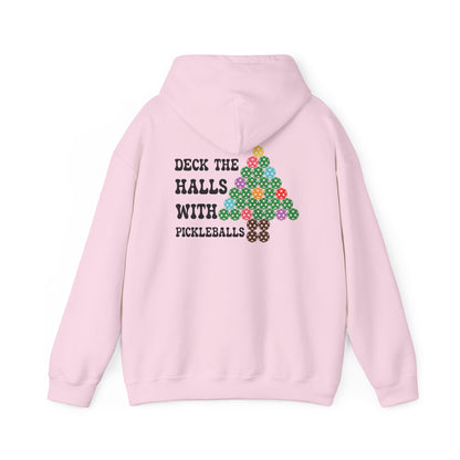 Deck the Halls with Pickleballs Christmas Hoodie Graphic Design Sweatshirt