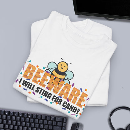 Beeware I Will Sting for Candy Sweet As Honey Funny Halloween Bee Lover Design Unisex T Shirt