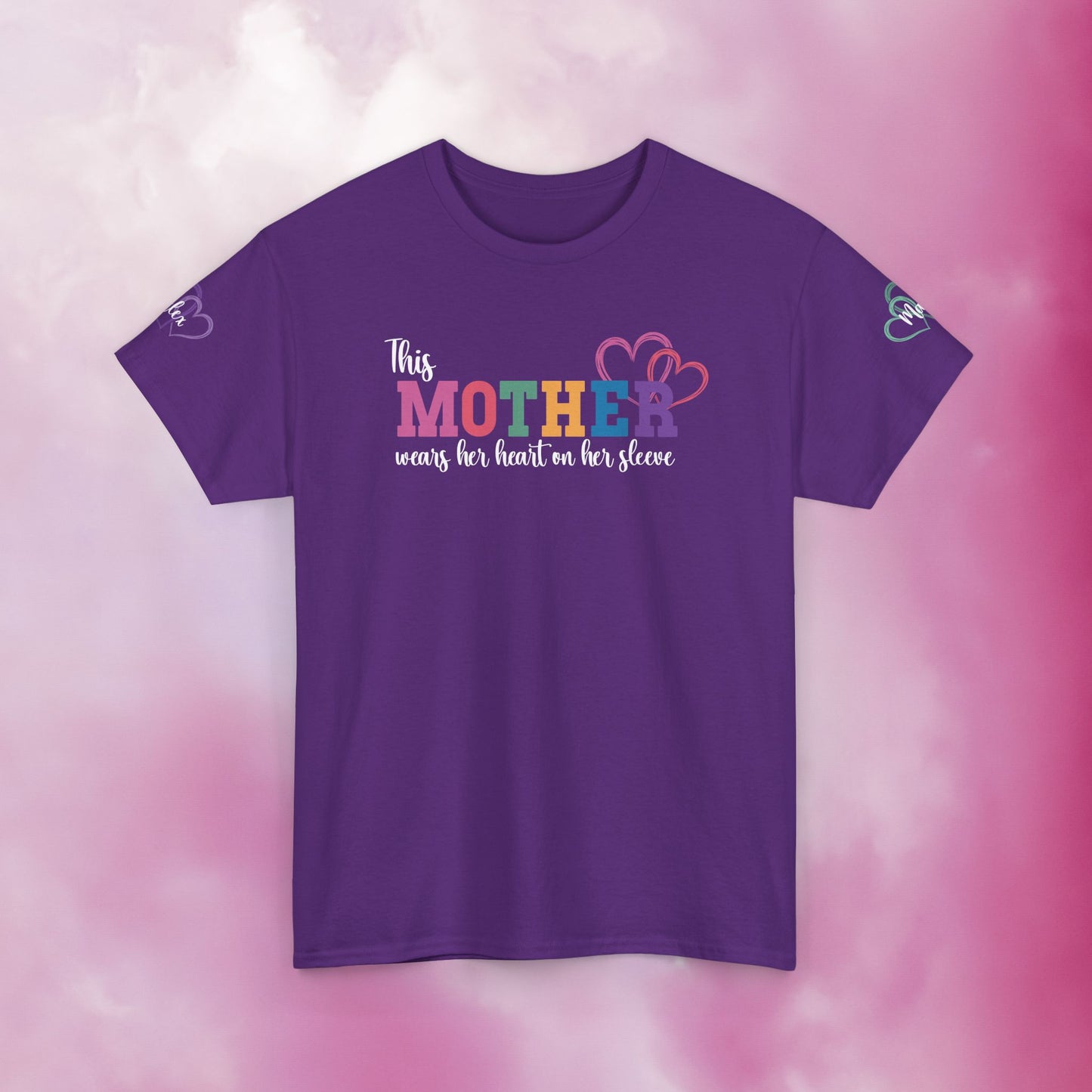 This Mother Wears Her Heart on Her Sleeve White Personalized Mothers Day Gift T Shirt