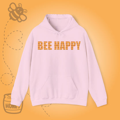 Bee Happy Sweet As Honey Honeycomb Word Art Design Hoodie Sweatshirt