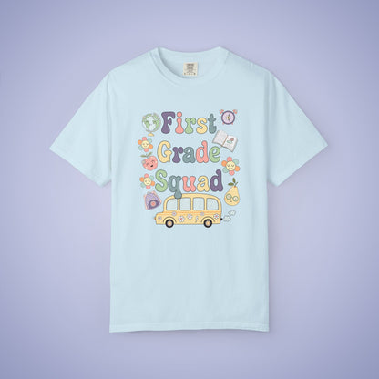 First Grade Squad Retro Fun Teacher T Shirt Comfort Colors Unisex Back to School