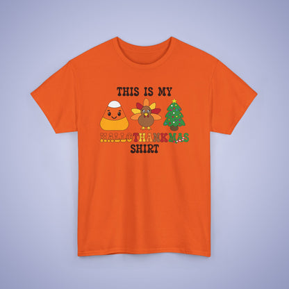 This is My HalloThankMas Shirt Candy Corn Halloween Thanksgiving Christmas Unisex T Shirt