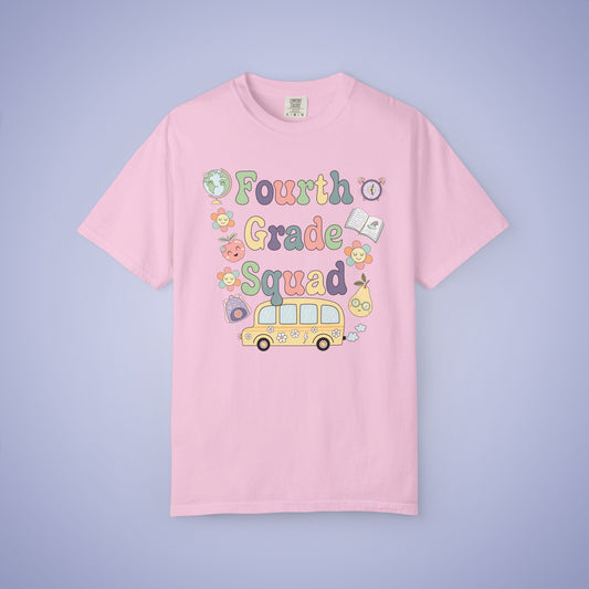 Fourth Grade Squad Retro Fun Teacher T Shirt Comfort Colors Unisex Back to School