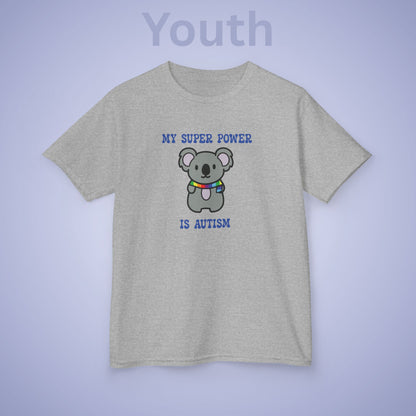 Koala Autism is My Super Power Graphic Autism Awareness Cotton Youth T Shirt