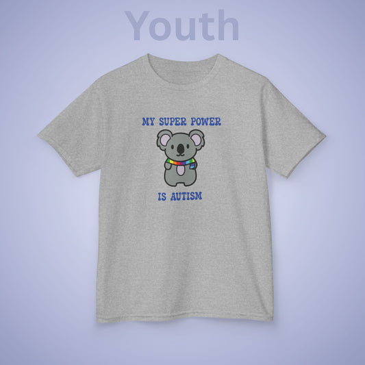 Koala Autism is My Super Power Graphic Autism Awareness Cotton Youth T Shirt