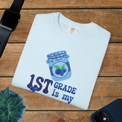 First Grade is my Jam Blueberry Teacher T Shirt Comfort Colors Unisex Back to School
