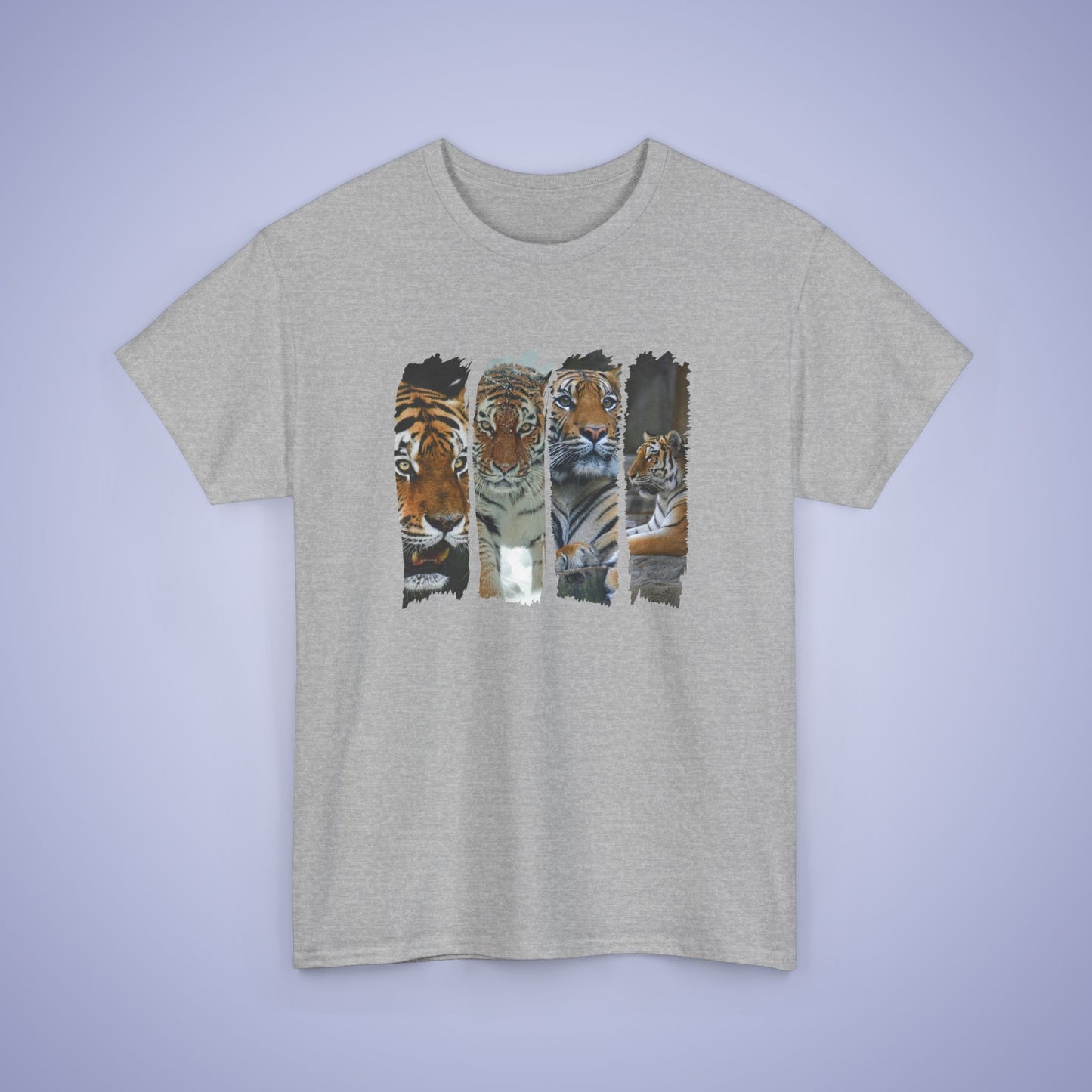 Cranky Tigers Paint Brush Stroke Photographic Unisex Oversized T Shirt