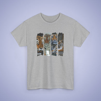 Cranky Tigers Paint Brush Stroke Photographic Unisex Oversized T Shirt
