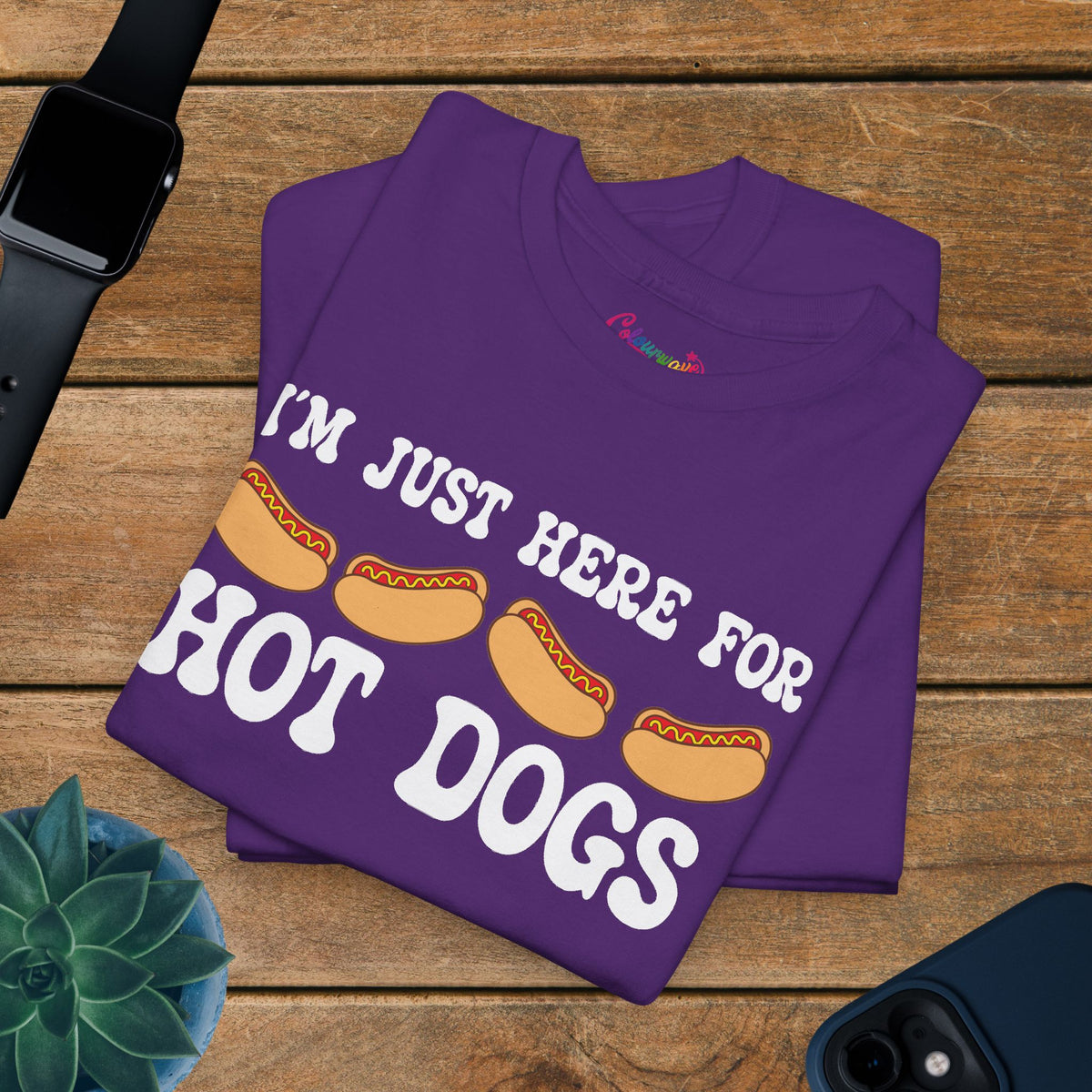 I'm Just Here for the Hot Dogs Funny Hot Dog T-Shirt | Hot Dog Lover Gift White