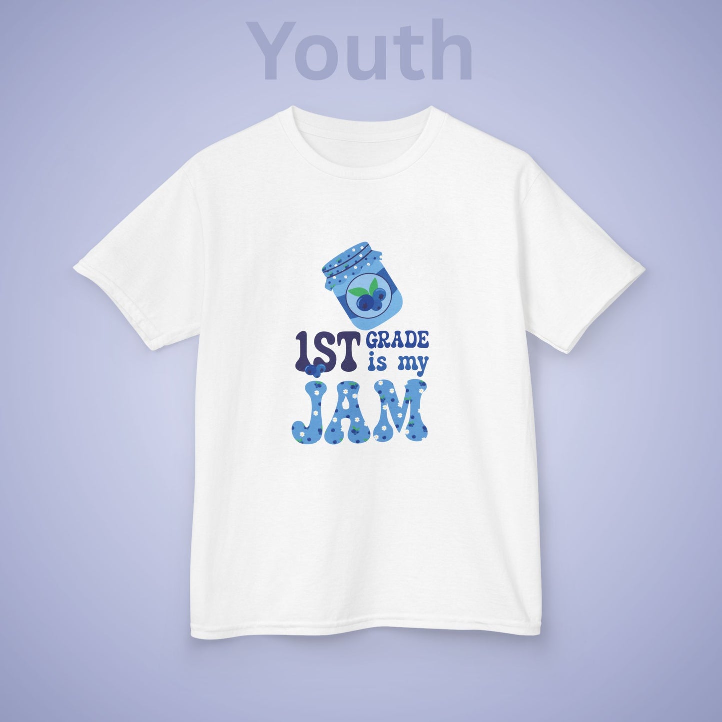 First Grade is my Jam Blueberry Kids Cotton T Shirt Back To School Youth